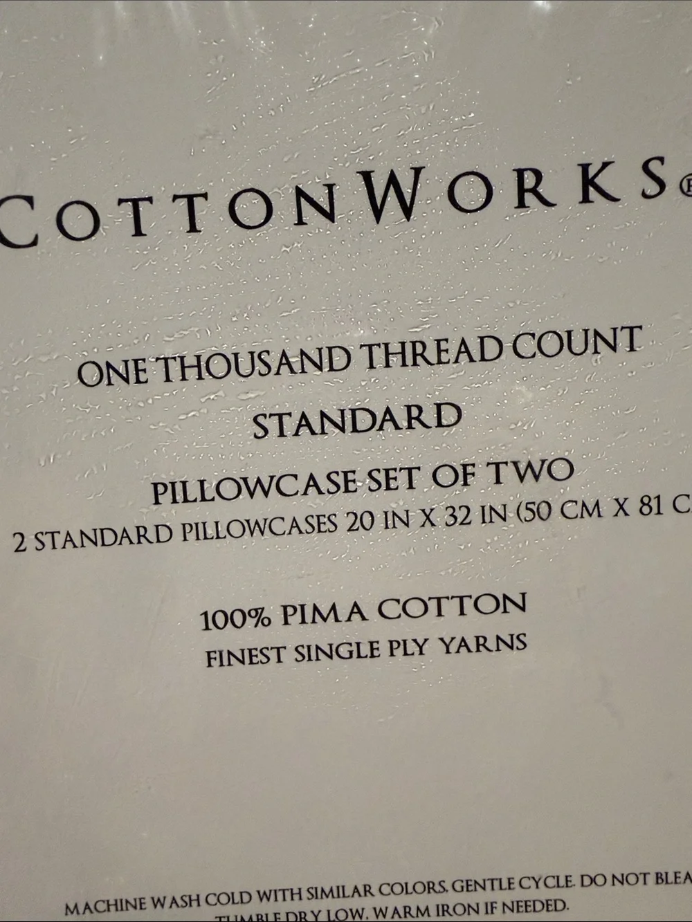 Cotton works 1000 Thread Count Pima Cotton Sateen Pillowcase Pair, Standard